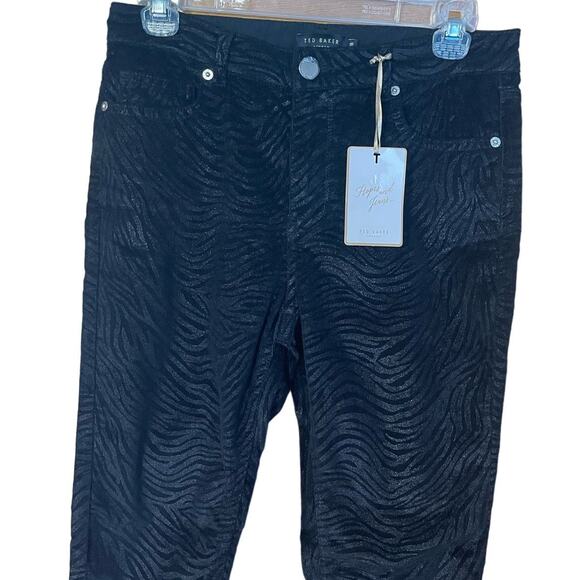 Ted Baker London Dehbra Zebra Printed Skinny Jeans Black Velvet 28 x 28 NEW - Picture 12 of 12
